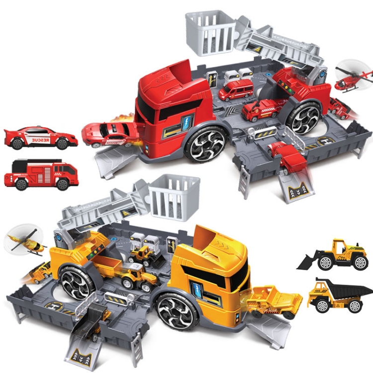 Children-Toy-Tractor-Container-Truck-Simulation-Parking-Lot-Car-Model-SetFire-Engine-TBD0545194301B