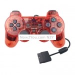 Double Motor Vibration Transparent Game Handle For PS2 (Red)