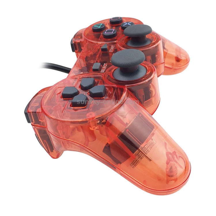 Double-Motor-Vibration-Transparent-Game-Handle-For-PS2-Red-NT0223R