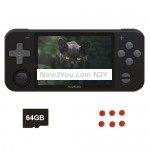 Powkiddy RGB10 3.5 inch IPS Screen Retro Classic Games Handheld Game Console + 64GB Memory Card, Linux OS (Black)