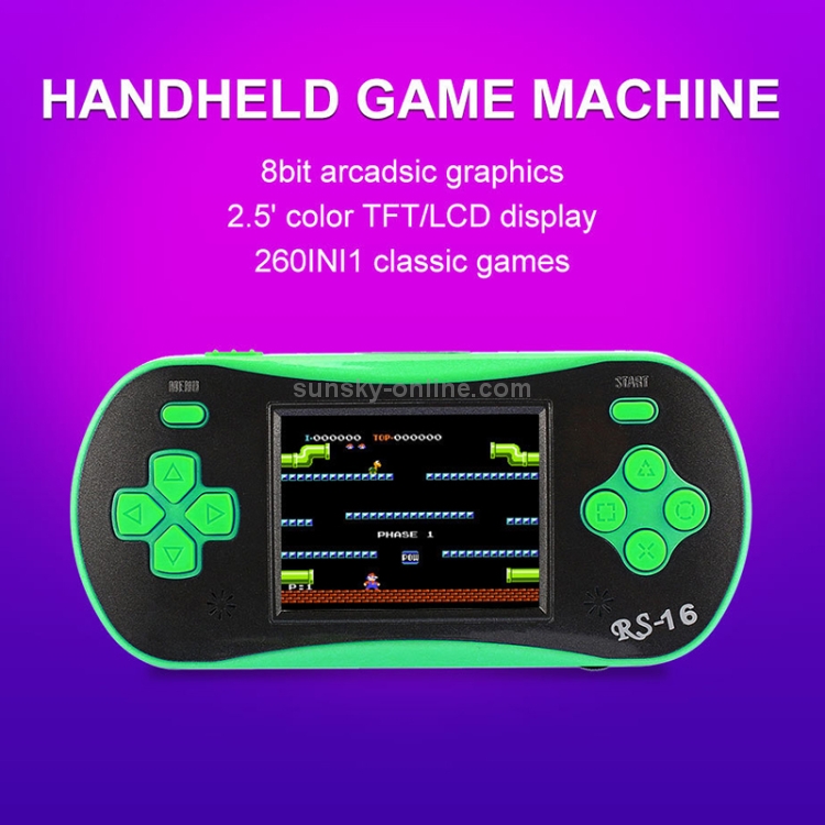 RS-16-260-in-1-Classic-Games-8-bit-Arcadsic-Graphics-Handheld-Game-Console-with-25-inch-TFT-Color-ScreenGreen-TGPT1033G