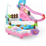 TongLi Penguin Climbing Stairs Magnetic Fishing Toy Electric Music Light Game Machine(Pink)