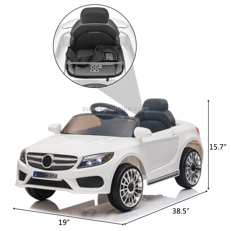 US-Warehouse-LQ-12V-Kids-Double-Drive-3-Speed-24GHz-Remote-Control-Ride-On-Car-with-LED-LightsWhite-KEV2715WUS