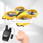 Watch Remote Control Four-Axis Toy Gesture Induction Floating Aircraft(Yellow)